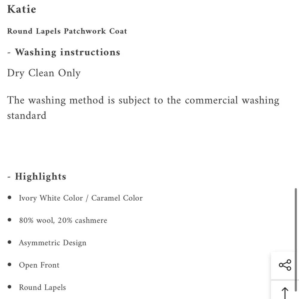 By Quaint French Contrast Tan and Cream Wool Coat - Picture 8 of 8